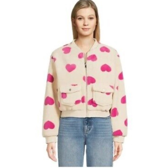 No Boundaries Jackets & Blazers - Nwt Women's No Boundaries Heart Print Jacket New Sz Large
